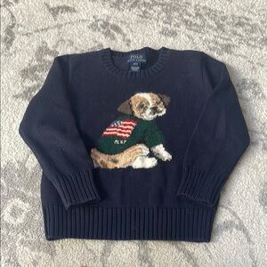 Polo by Ralph Lauren Blue Knit Sweater with Dog Design